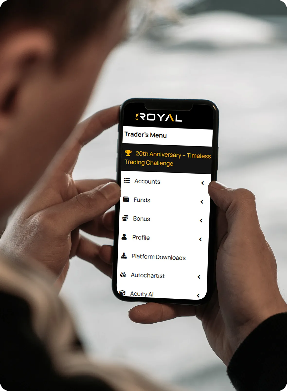 Royal app challenge menu on mobile device